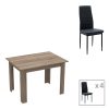 Τραπεζαρία Manka-Parker pakoworld σετ 5τεμ mdf σε μαύρη-sonoma truffle απόχρωση 110x80x77εκ 200-001161