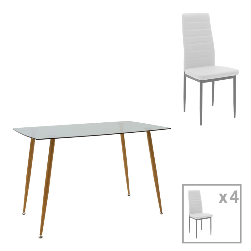 Τραπεζαρία Cuba-Parker pakoworld σετ 5τεμ sonoma-λευκό 120x80x75εκ 200-001209