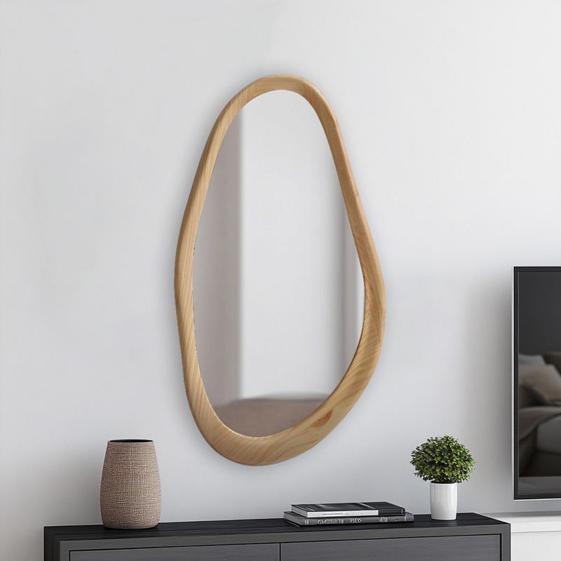 Καθρέπτης οβάλ Baloa mdf σε φυσική απόχρωση 44x4x80εκ - Image 2