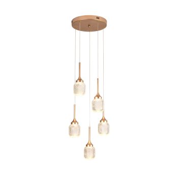 Inlight Κρεμαστό φωτιστικό LED 5*10W από χρυσαφί μέταλλο και ακρυλικό D:30x200cm (4077-5-Golden)