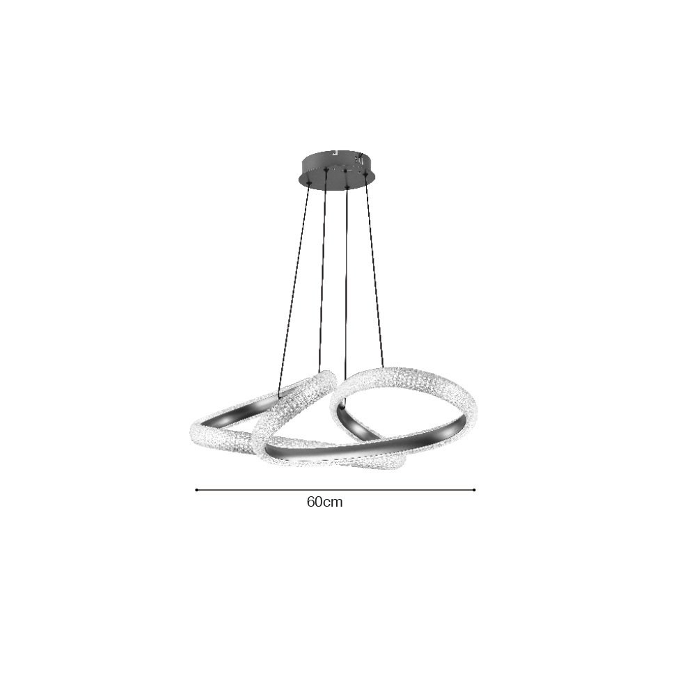 Inlight Κρεμαστό φωτιστικό LED 40W 3CCT (by switch on base) σε χρώμιο D:60cm (6101-Chrome) - Image 2