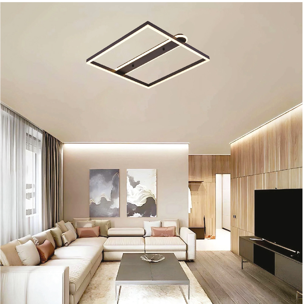 Inlight Πλαφονιέρα οροφής LED 35W 3CCT σε μαύρη απόχρωση D:50x50cm (6110) - Image 2