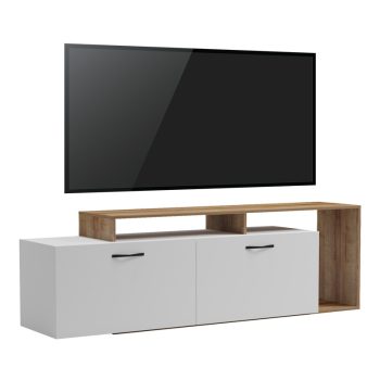 Έπιπλο τηλεόρασης Tobler pakoworld σε oak- λευκή απόχρωση 170x40x53εκ 230-000070