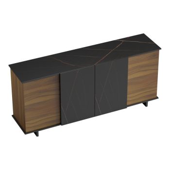 Alternative view of Μπουφές Zafore  καρυδί- μαύρο μαρμάρου 180x45x80εκ