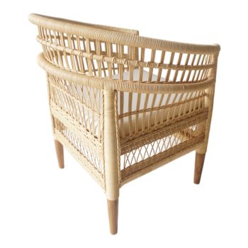 Alternative view of Πολυθρόνα Necorian paakoworld teak ξύλο με pe rattan σε φυσική απόχρωση και λευκό μαξιλάρι 80x70x87εκ