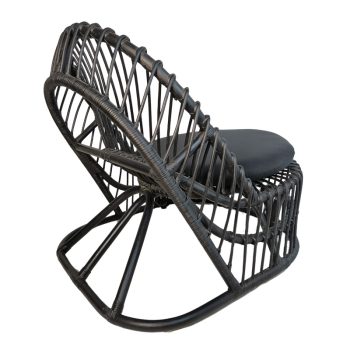 Alternative view of Πολυθρόνα Tromso paakoworld pe rattan σε μαύρη απόχρωση με μαύρο μαξιλάρι 80x85x98εκ