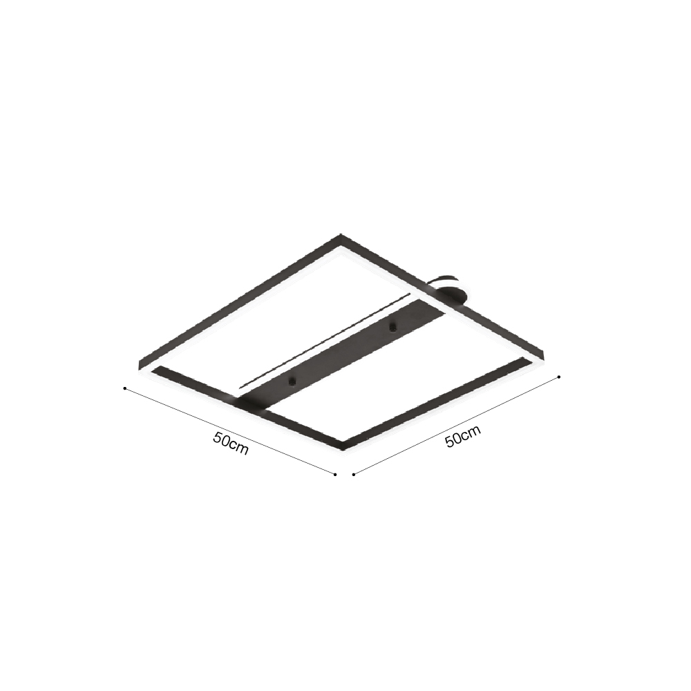 Inlight Πλαφονιέρα οροφής LED 35W 3CCT σε μαύρη απόχρωση D:50x50cm (6110) - Image 3