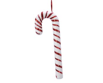 ΧΡΙΣΤΥΟΓΕΝΝΙΑΤΙΚΟ ΚΡΕΜΑΣΤΟ ΣΤΟΛΙΔΙ CANDY ΛΕΥΚΟ/ΚΟΚΚΙΝΟ ΜΕ GLITTER 5Χ52ΕΚ 622231 red/white