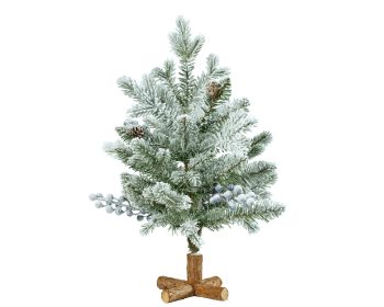 ΧΡΙΣΤΟΥΓΕΝΝΙΑΤΙΚΟ ΔΕΝΤΡΑΚΙ ASPEN 60TIPS ΜΕ ΧΙΟΝΙΣΜΕΝΑ BLUEBERRIES Κ GLITTER ΣΕ ΞΥΛΙΝΗ ΒΑΣΗ 35Χ35Χ45ΕΚ 685070 green/white