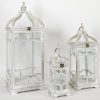 S/3 ΦΑΝΑΡΙΑ ΜΕΤΑΛΛΙΚA - ΞΥΛΙΝΑ ΛΕΥΚΑ 14x14x34cm/20x20x52cm/26X26x70cm
