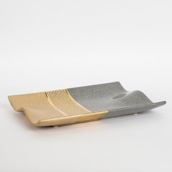 ΠΙΑΤΕΛΑ ΚΕΡΑΜΙΚΗ ΓΚΡΙ - ΧΡΥΣΗ 32.5x24x4cm