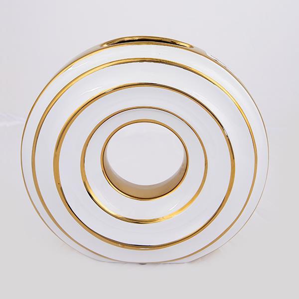 ΒΑΖΟ ΚΕΡΑΜΙΚΟ ΛΕΥΚΟ - ΧΡΥΣΟ 21.2x7.5x20cm