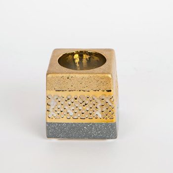 ΚΗΡΟΠΗΓΙΟ , ΚΕΡΑΜΙΚΟ, ΧΡΥΣΟ & ΓΚΡΙ, 1 ΘΕΣΗ, 7x7x7cm