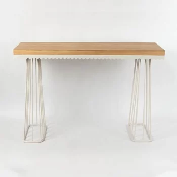 ΚΟΝΣΟΛΑ, ΜΕΤΑΛΛΟ-ΞΥΛΟ, ΛΕΥΚΟ-ΦΥΣΙΚΟ, 120x40x79εκ