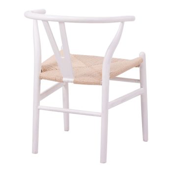 Alternative view of Καρέκλα Wishbone  rubberwood-σχοινί σε λευκή απόχρωση 53.5x57x74εκ