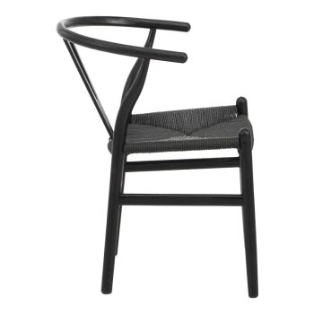Alternative view of Καρέκλα Wishbone  rubberwood-σχοινί σε μαύρη απόχρωση 53.5x57x74εκ