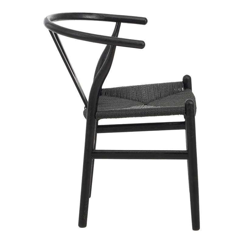 Καρέκλα Wishbone rubberwood-σχοινί σε μαύρη απόχρωση 53.5x57x74εκ - Image 2