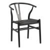 Καρέκλα Wishbone pakoworld rubberwood-σχοινί σε μαύρη απόχρωση 60x51x80εκ 029-000344