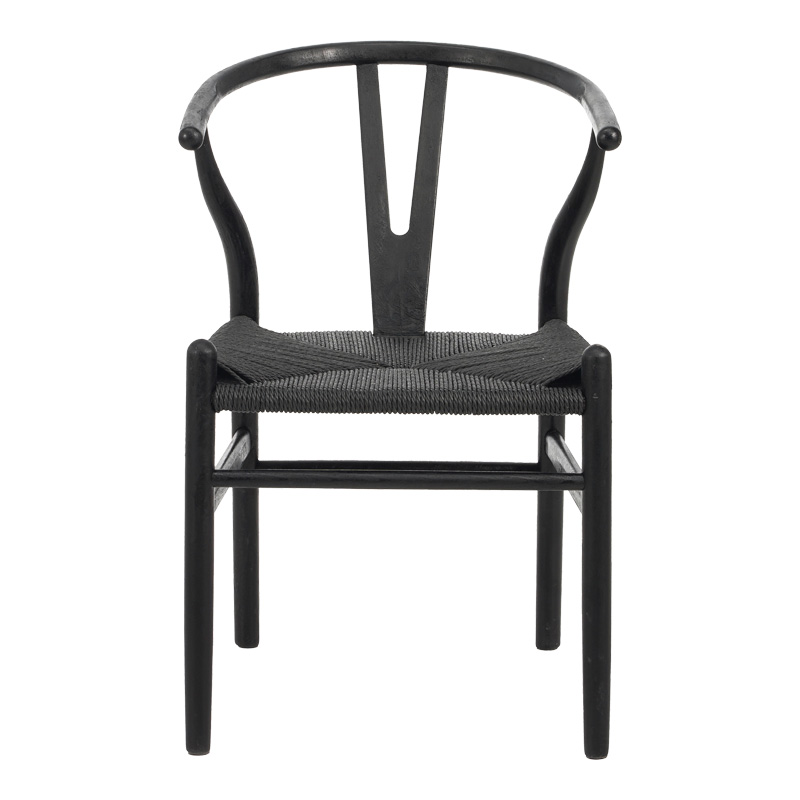 Καρέκλα Wishbone rubberwood-σχοινί σε μαύρη απόχρωση 53.5x57x74εκ - Image 3