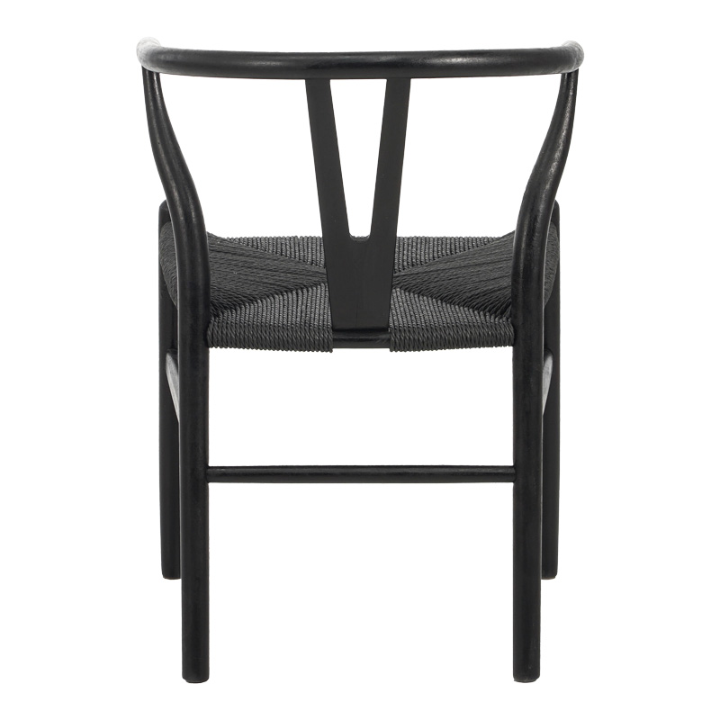 Καρέκλα Wishbone rubberwood-σχοινί σε μαύρη απόχρωση 53.5x57x74εκ - Image 4