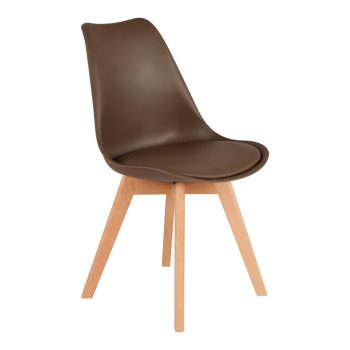 Καρέκλα Gaston pakoworld PP-PU καφέ απόχρωση- φυσικό πόδι 43x51x75εκ 029-000345