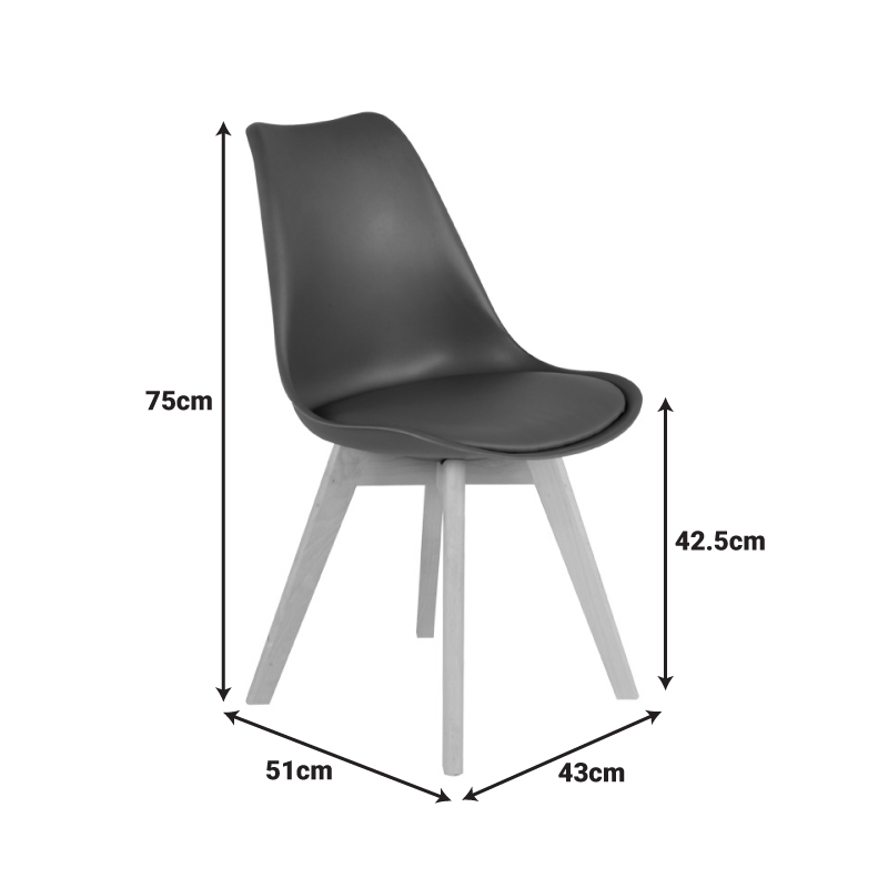 Καρέκλα Gaston PP-PU καφέ απόχρωση- φυσικό πόδι 43x51x75εκ - Image 6