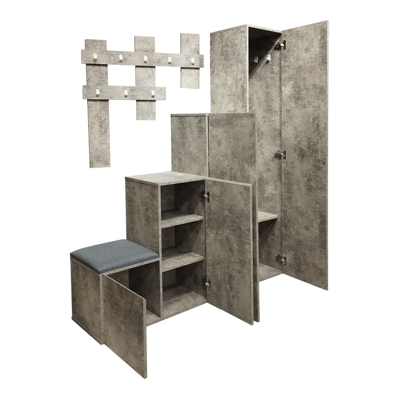Έπιπλο εισόδου Nenich σε γκρι oak απόχρωση 150x37x180εκ - Image 3