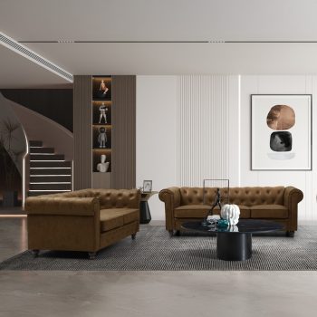 Alternative view of Kαναπές διθέσιος τ. Chesterfield  pu σε αντικέ καφέ απόχρωση 160x84x67εκ