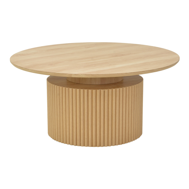 Τραπέζι σαλονιού Opols pakoworld mdf σε φυσική απόχρωση Φ90x42εκ 101-000125