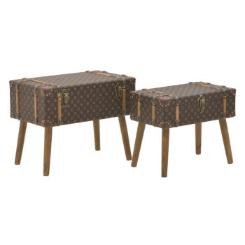 Μπαούλο σετ 2 τεμ Sarno Inart καφέ pu 60x34x45εκ 115-003184