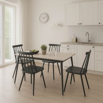 Τραπεζαρία Aurora I-Gustas pakoworld σετ 5τεμ sintered stone-μαύρο 120x60x75εκ 200-001260