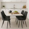 Τραπεζαρία Gustas-Giselle pakoworld σετ 5τεμ λευκό μαρμάρου sintered stone-βελούδο μαύρο 120x60x75εκ 200-001306