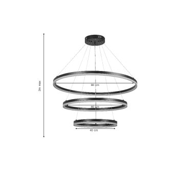 Alternative view of Inlight Κρεμαστό φωτιστικό LED 100W 3CCT (by switch on base)  D:60cm (6095-A-Silver)