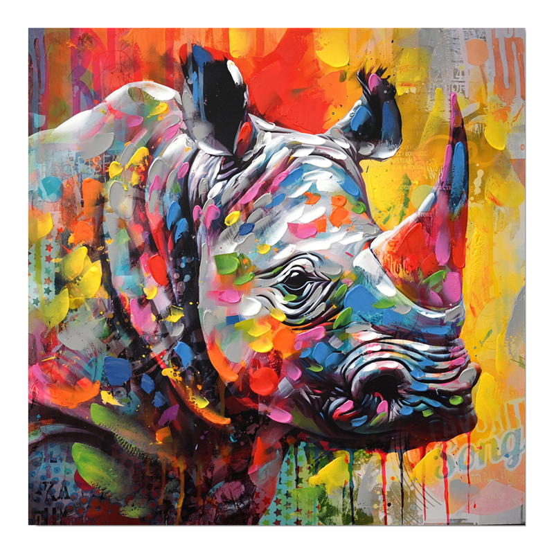 Πίνακας σε καμβά Rhinocery Inart 80x3x80εκ 296-000003