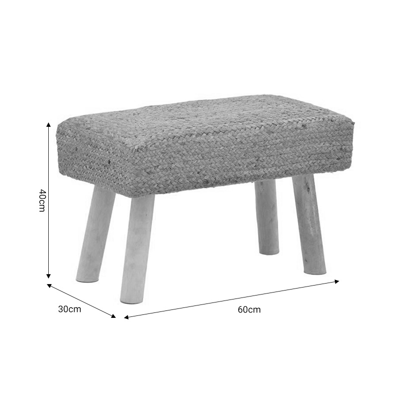 Σκαμπό Iolion Inart φυσικό ξύλο-γιούτα 60x30x40εκ - Image 6