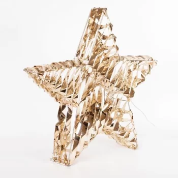ΦΩΤΙΖΟΜΕΝΟ ΑΣΤΕΡΙ ΧΡΥΣΟ 40cm, 40 LED, ΜΠΑΤΑΡΙΑΣ 3XAA, TIMER, ΘΕΡΜΟ ΛΕΥΚΟ LED