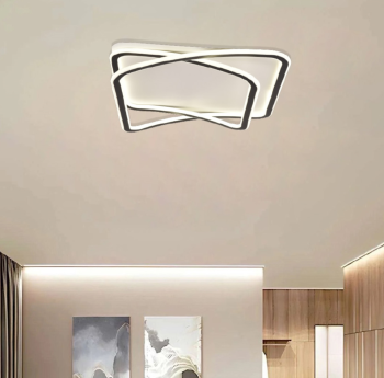 Inlight Πλαφονιέρα οροφής LED 38W 8800LM 3CCT από μαύρo μέταλλο και λευκό ακρυ΄λικό D:50x50cm (42038-Black/white)