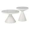 Βοηθητικά τραπέζια Coozlin Inart sintered stone σε απόχρωση λευκό μαρμάρου με λευκό μέταλλο 029-000418