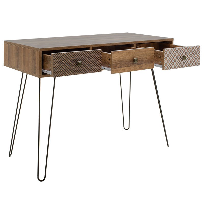 Κονσόλα Boho καρυδί με μεταλλικά πόδια 100x50,5x74,5εκ - Image 4