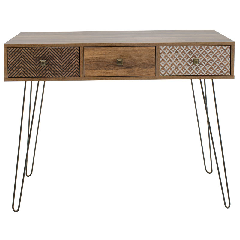 Κονσόλα Boho καρυδί με μεταλλικά πόδια 100x50,5x74,5εκ - Image 5