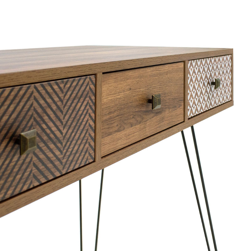 Κονσόλα Boho καρυδί με μεταλλικά πόδια 100x50,5x74,5εκ - Image 6