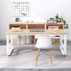 Γραφείο εργασίας Evrepy pakoworld mdf σε oak απόχρωση με λευκό μέταλλο 100x60x73εκ 072-000165