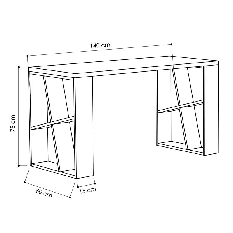 Γραφείο Honey χρώμα λευκό - light oak 140x60x75εκ - Image 3