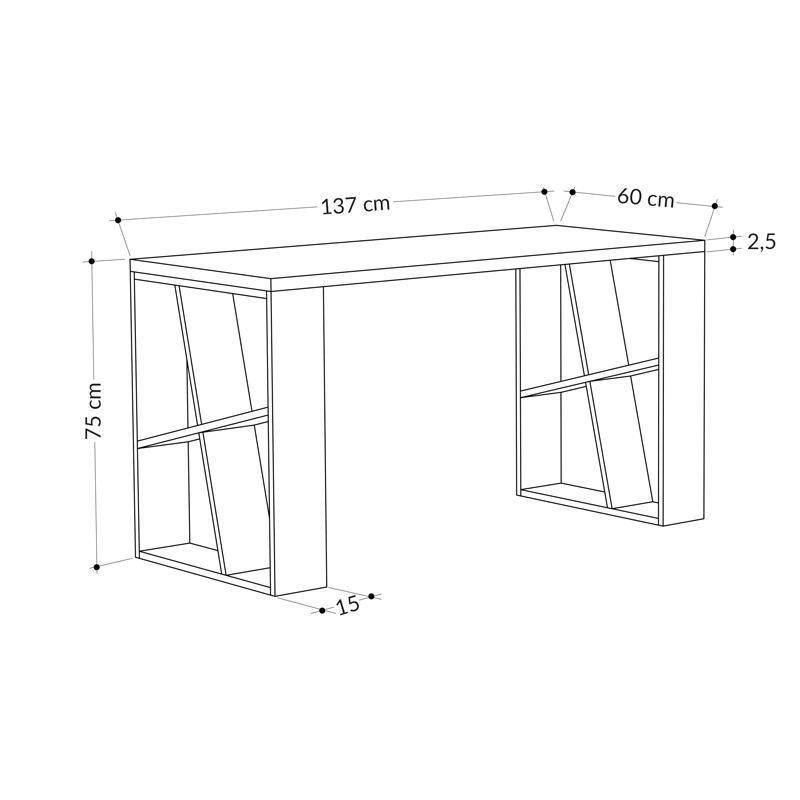 Γραφείο Honey σε λευκή-ανθρακί απόχρωση 137x60x75εκ - Image 3