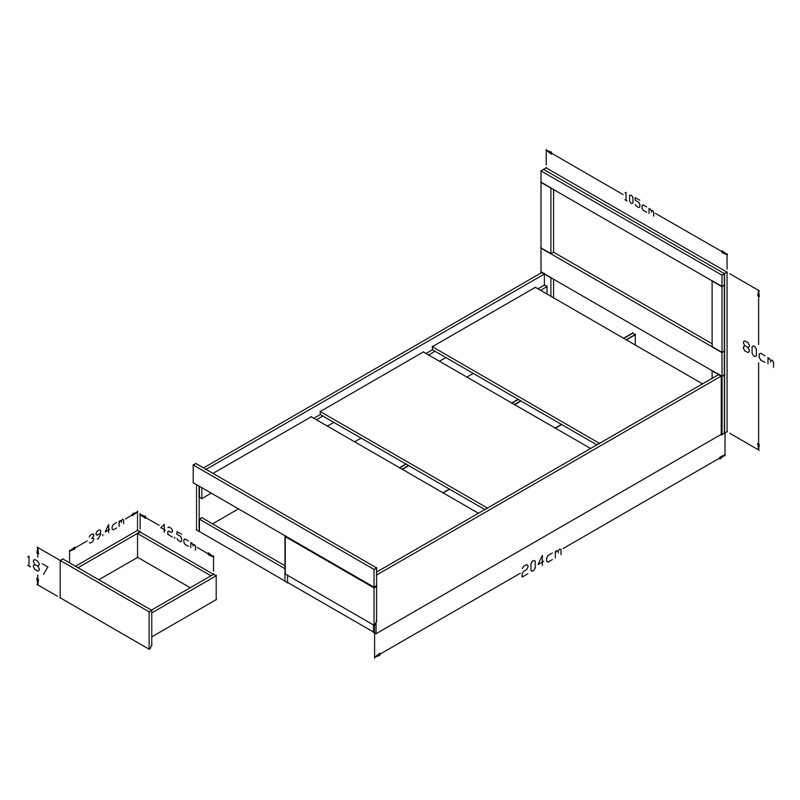 Κρεβάτι Olympus με συρτάρι σε wenge απόχρωση 100x200εκ - Image 6