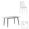 Τραπεζαρία Aurora I-Gustas pakoworld σετ 5τεμ sintered stone-μαύρο-λευκό 120x60x75εκ 200-001261