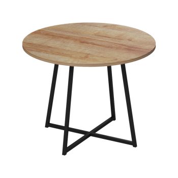 Alternative view of Τραπέζι Sarah Ι  oak- μαύρα μεταλλικά πόδια Φ100x76εκ
