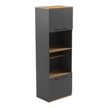 Ντουλάπα κουζίνας Rowan pakoworld σε oak-ανθρακί απόχρωση 60x42x182εκ 230-000097