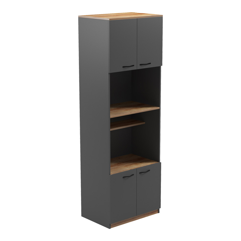 Ντουλάπα κουζίνας Rowan pakoworld σε oak-ανθρακί απόχρωση 60x42x182εκ 230-000097