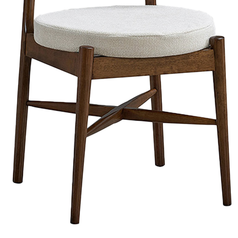 Καρέκλα Raudi rubberwood σε καρυδί-εκρού απόχρωση 45.5x45.5x81εκ - Image 4
